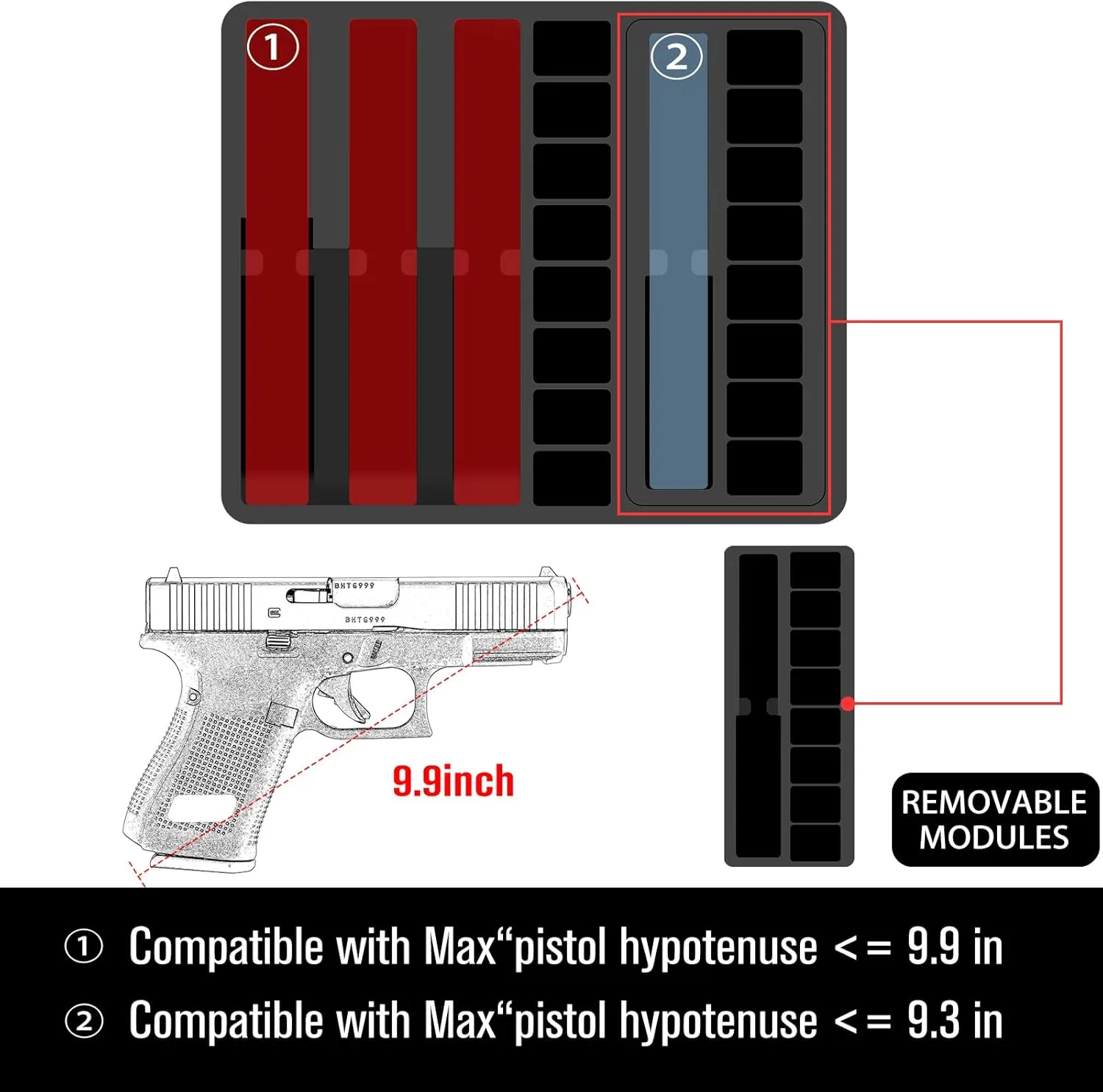 Pistol Gun Case for Multi Handguns - Hold Multiple Pistols & Magazines, Pre-cut Waterproof Hard Shell Gun Box, TSA Approved Pistol Case for SIG Sauer, Smith & Wesson, for Colt, for Revolver, for Glock
