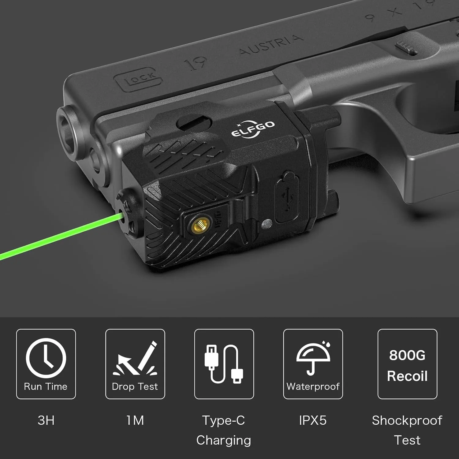 Pistol Laser Combo, 650 Lumens Tactical Flashlight Beam Combo, Magnetic Rechargeable, 3 in 1 Strobe Laser Sight Weapon Light for Guns with Picatinny Rail