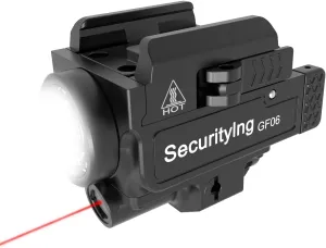 Pistol Light Laser Combo, 800 Lumens Compact Strobe Weapon Light, Rechargeable Tactical Rail Mounted Flashlight with Red Beam, Gun Light for Handgun Picatinny Glock Rails