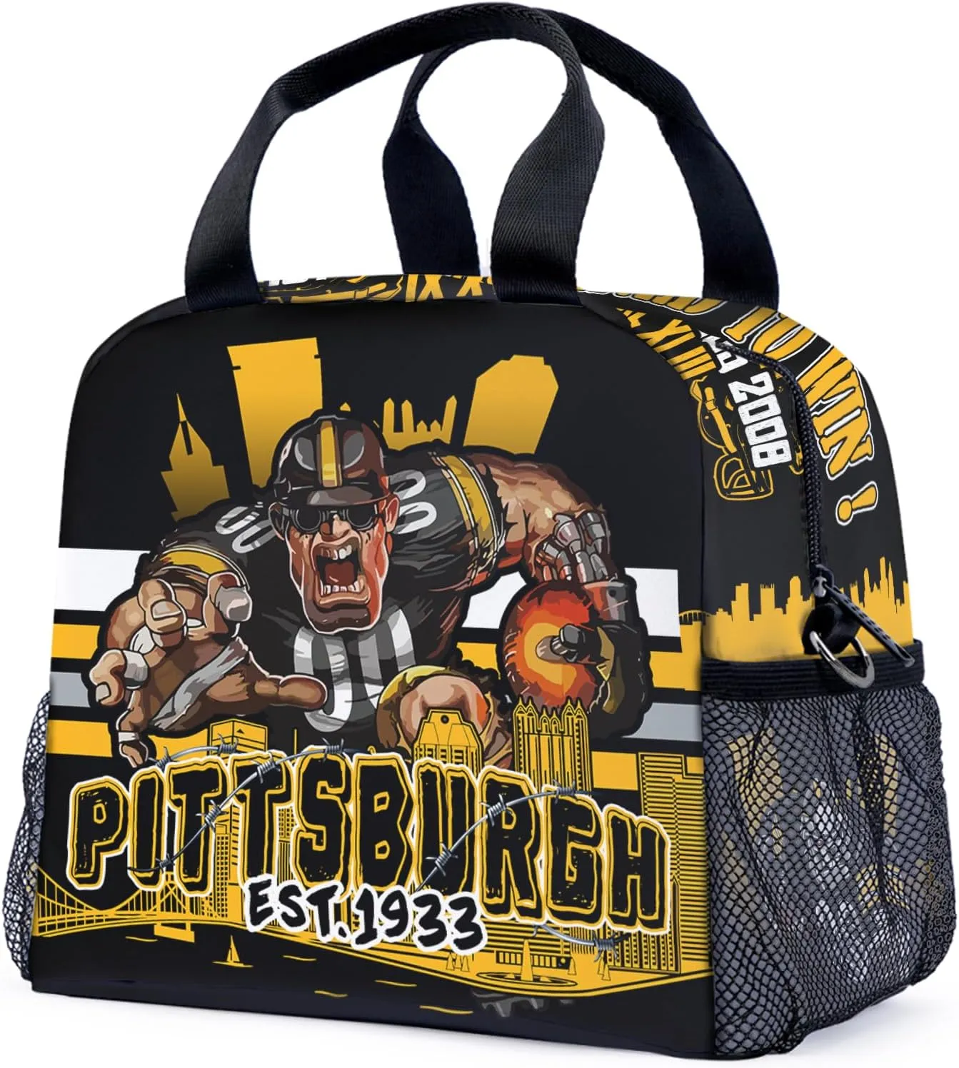 Pittsburgh Lunch Cooler Bag, Lunch Box for Man Cooler, Pittsburgh Gifts Insulated Lunch Bags Not of Paper with Adjustable Shoulder Straps