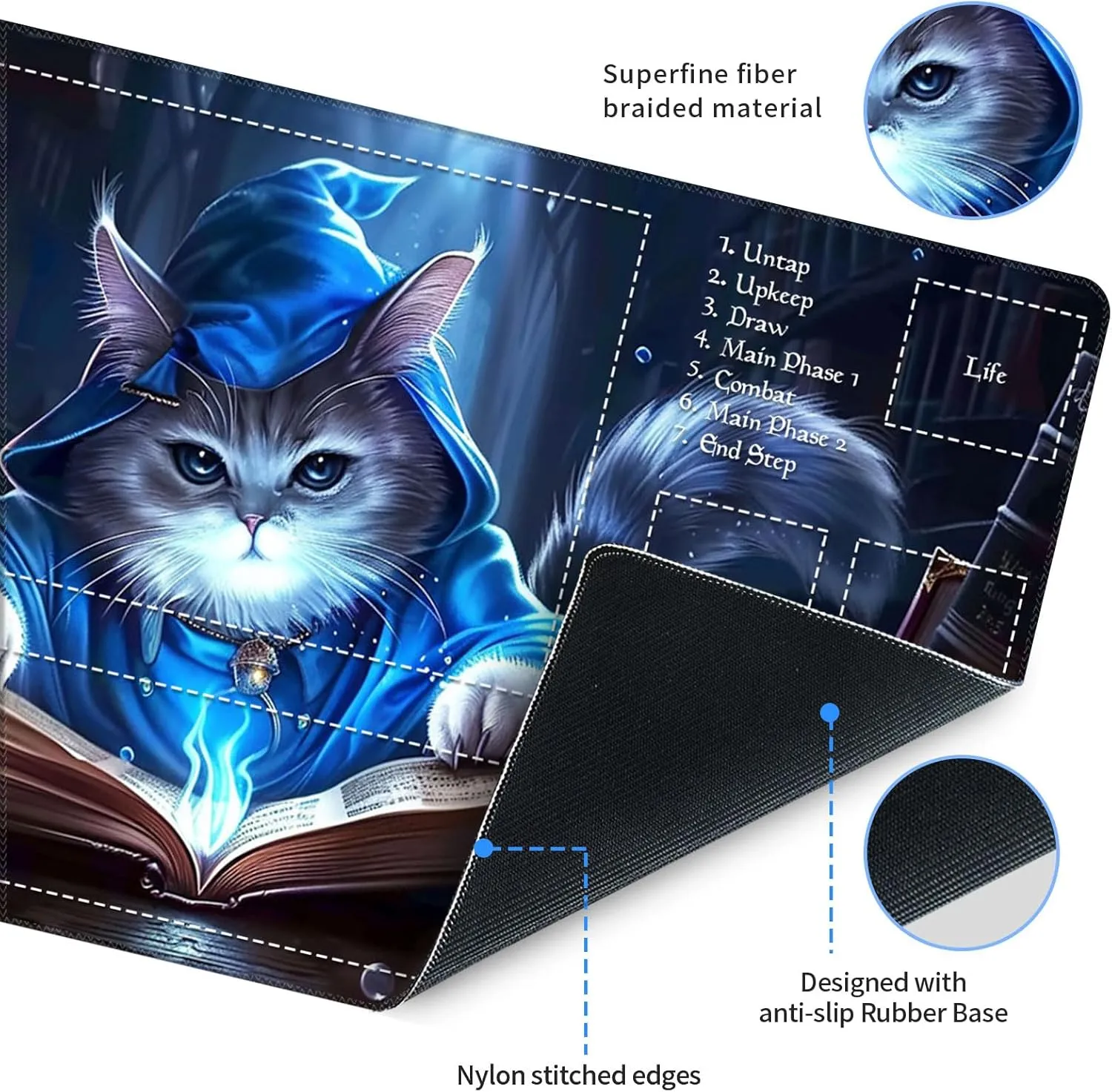 Playmat for MTG, Size 24 x 14 inches, Personalized TCG Card Game Mat for Magic The Gathering Players – Unique, Ideal for Card Game Enthusiasts, Cat