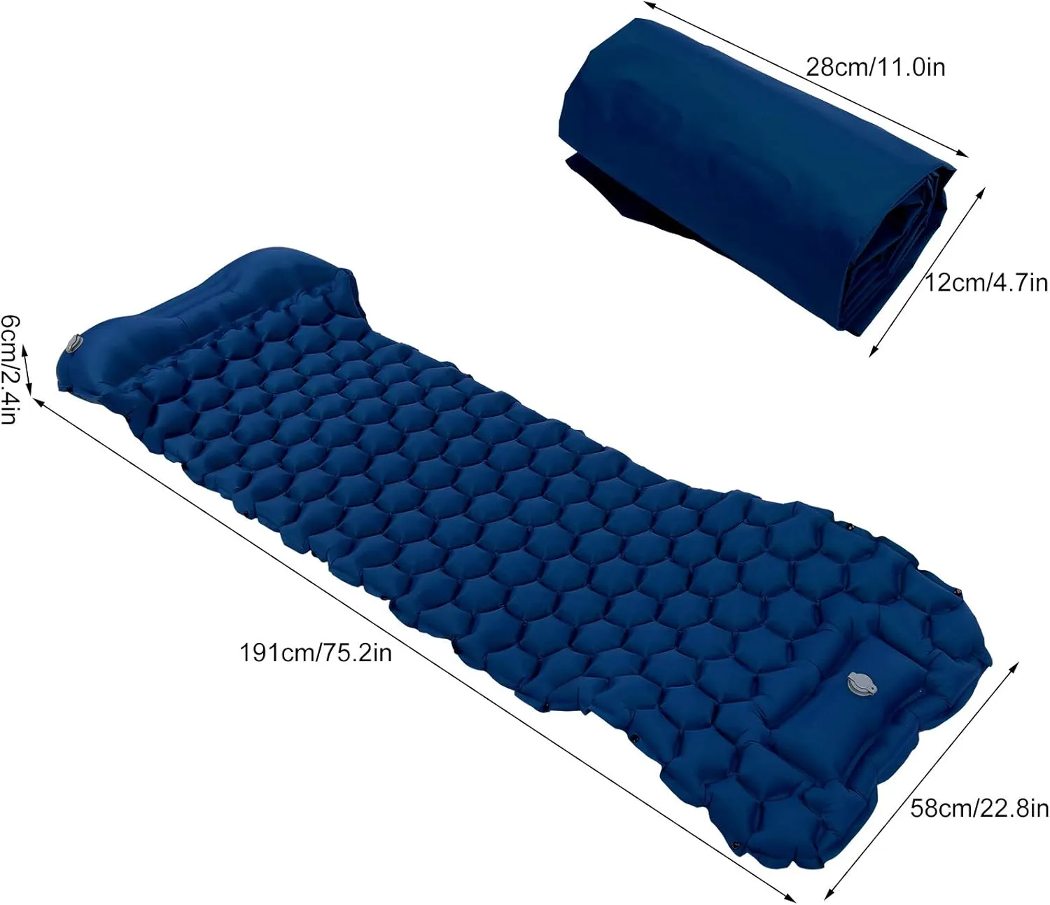 plplaaoo Camping Sleeping Pad, Ultralight Inflatable Sleeping Mat with Pillow and Storage Bag, Waterproof Foot Press Inflatable Cushion Mattress for Tent Hiking Travel Backpacking, Sleeping Pad Sl