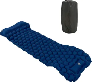 plplaaoo Camping Sleeping Pad, Ultralight Inflatable Sleeping Mat with Pillow and Storage Bag, Waterproof Foot Press Inflatable Cushion Mattress for Tent Hiking Travel Backpacking, Sleeping Pad Sl