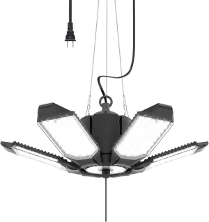 Plug in Garage Light, 200W 20000LM Linkable LED Shop Light w/Pull String(ON/Off), Garage Ceiling Light w/ 9.84ft Power Cord, 6500K LED Lights for Garage, Workshop, Warehouse, Barn, Attic