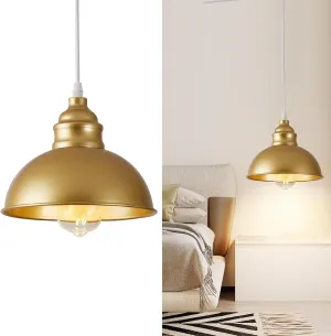 Plug in Pendant Light, 15FT Hanging Lights, On/Off Switch, Industrial Pendant Light with Plug in Cord, Metal Hanging Lamps for Living Room, Kitchen, Dining Room Gold