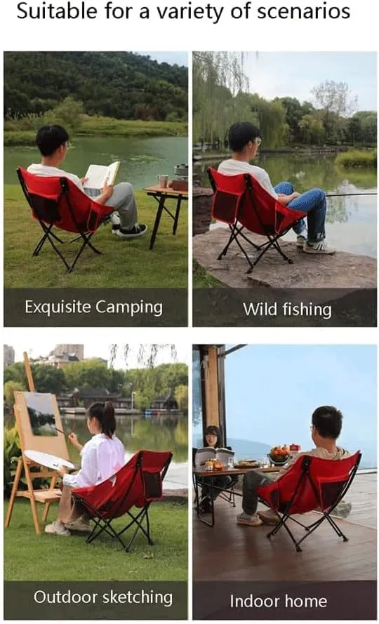POCHY Luxury Folding Chair Fashionable Folding Chair Outdoor Fishing Chair Camping Chair Strong Bearing Capacity Foldable Home Recliner Folding Chair Comfortable
