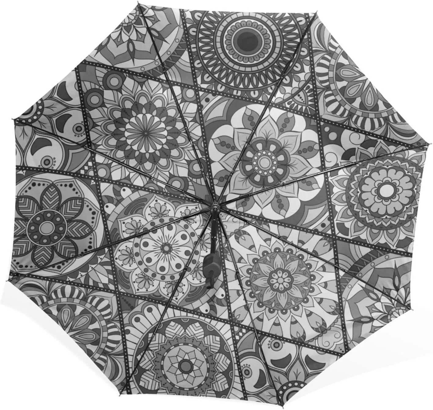 Poeticcity Rain Travel Umbrella, Hand Open Close Windproof Waterproof Folding Umbrella, Compact Canopy Strong Ray Parasol Umbrella