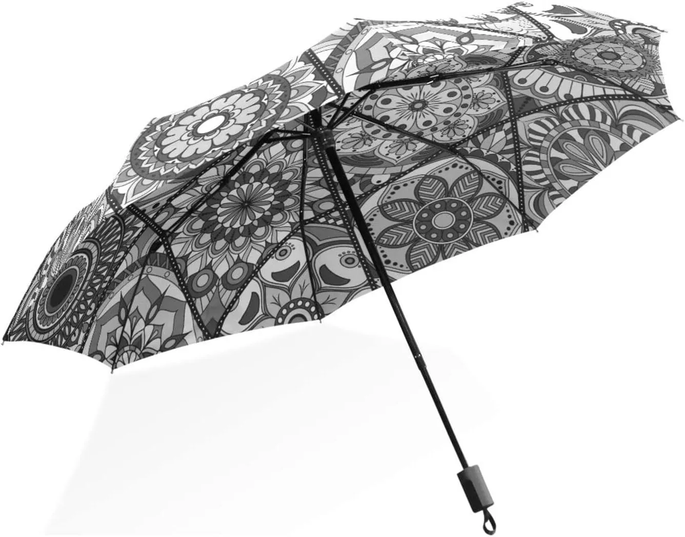 Poeticcity Rain Travel Umbrella, Hand Open Close Windproof Waterproof Folding Umbrella, Compact Canopy Strong Ray Parasol Umbrella