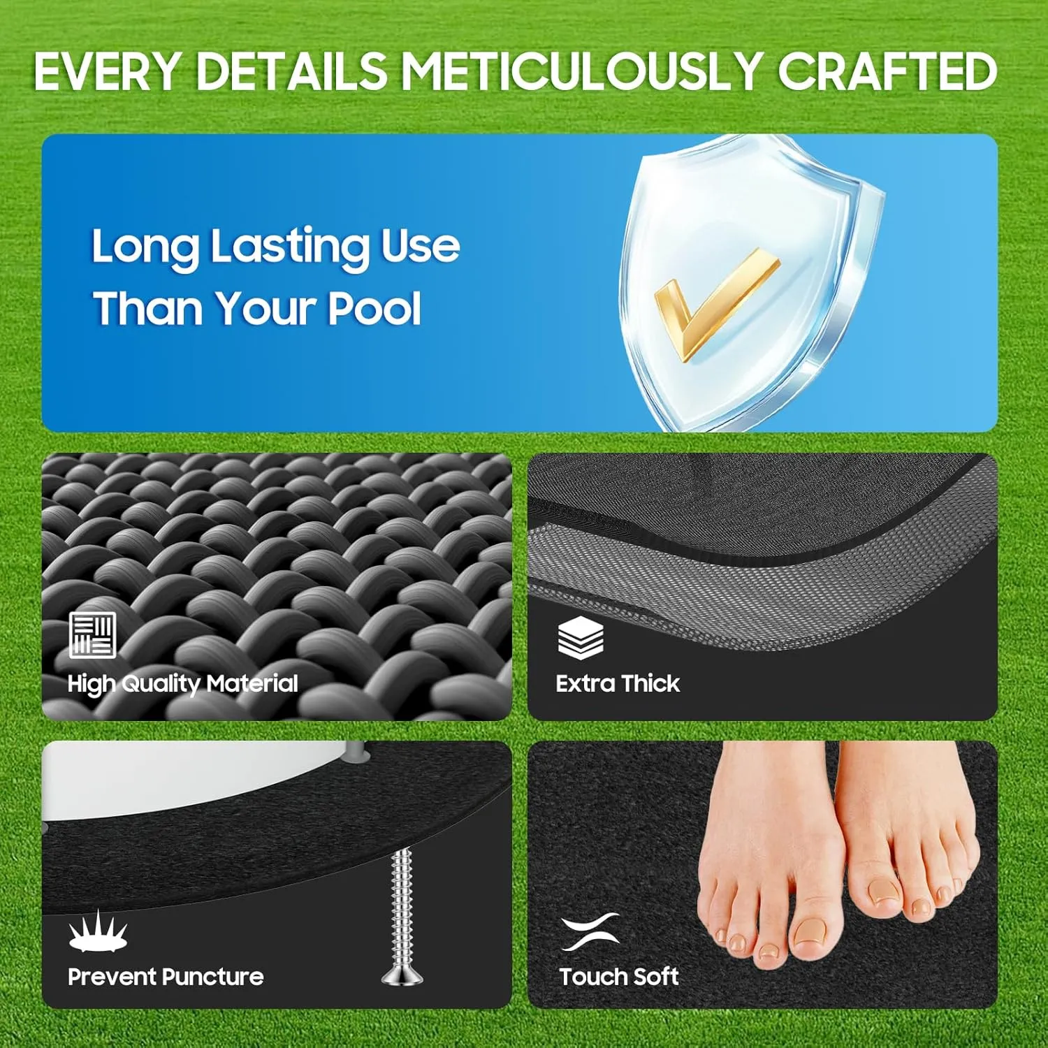 Pool Liner Pad for Above Ground Round Pool, 15 Ft Seamless Swimming Pool Ground Cloth, Puncture Resistant Pool Mat Extend The Life of Pool or Hot Tub Liner, Tarp for Under Pool Padding