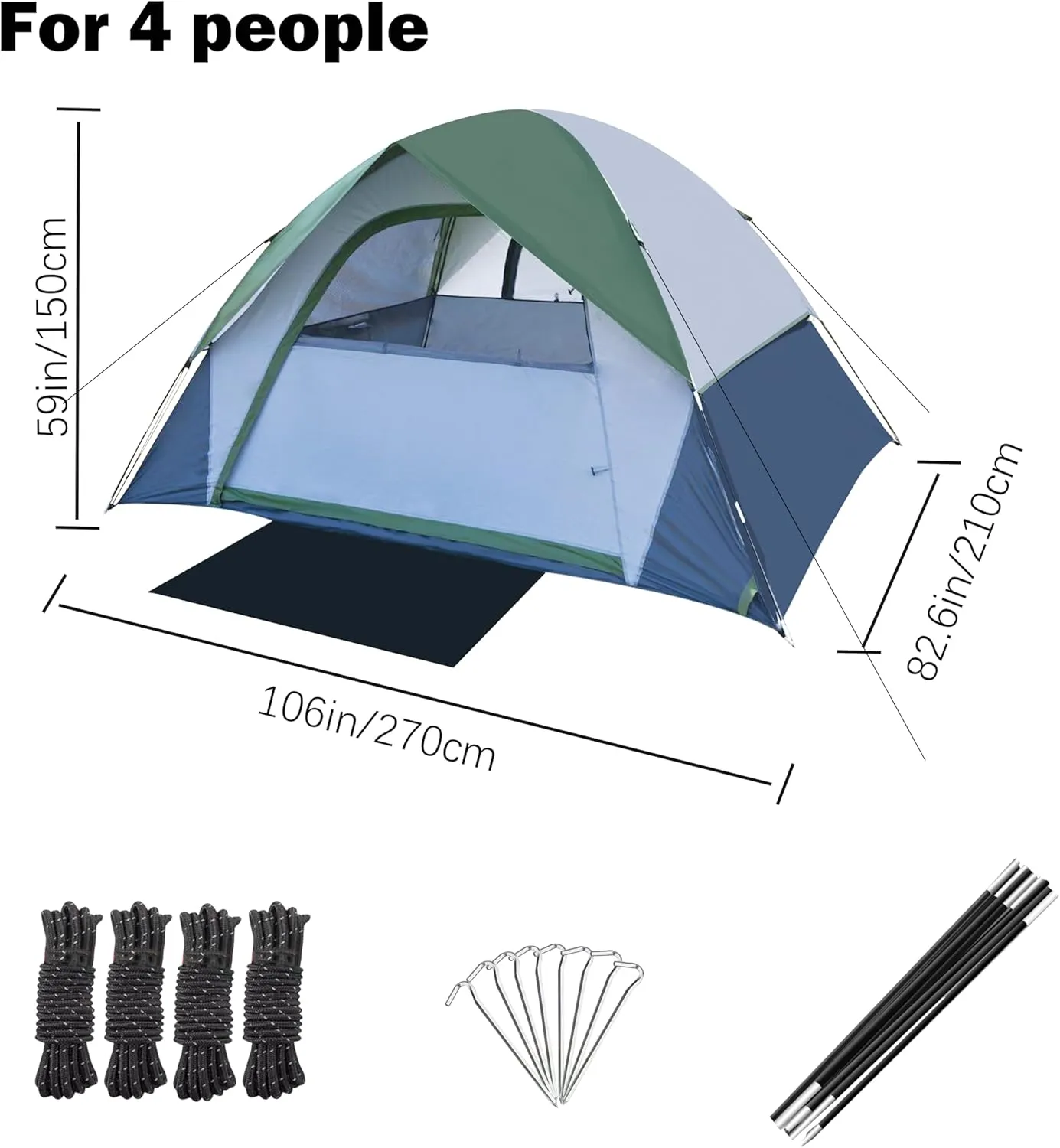 Pop Up Camping Tent 2/4 Person- Waterproof, Lightweight Outdoor Tent with Rain Fly and Carrying Bag - Instant Setup for Hiking, Backpacking, Beach, and Outdoor Adventures