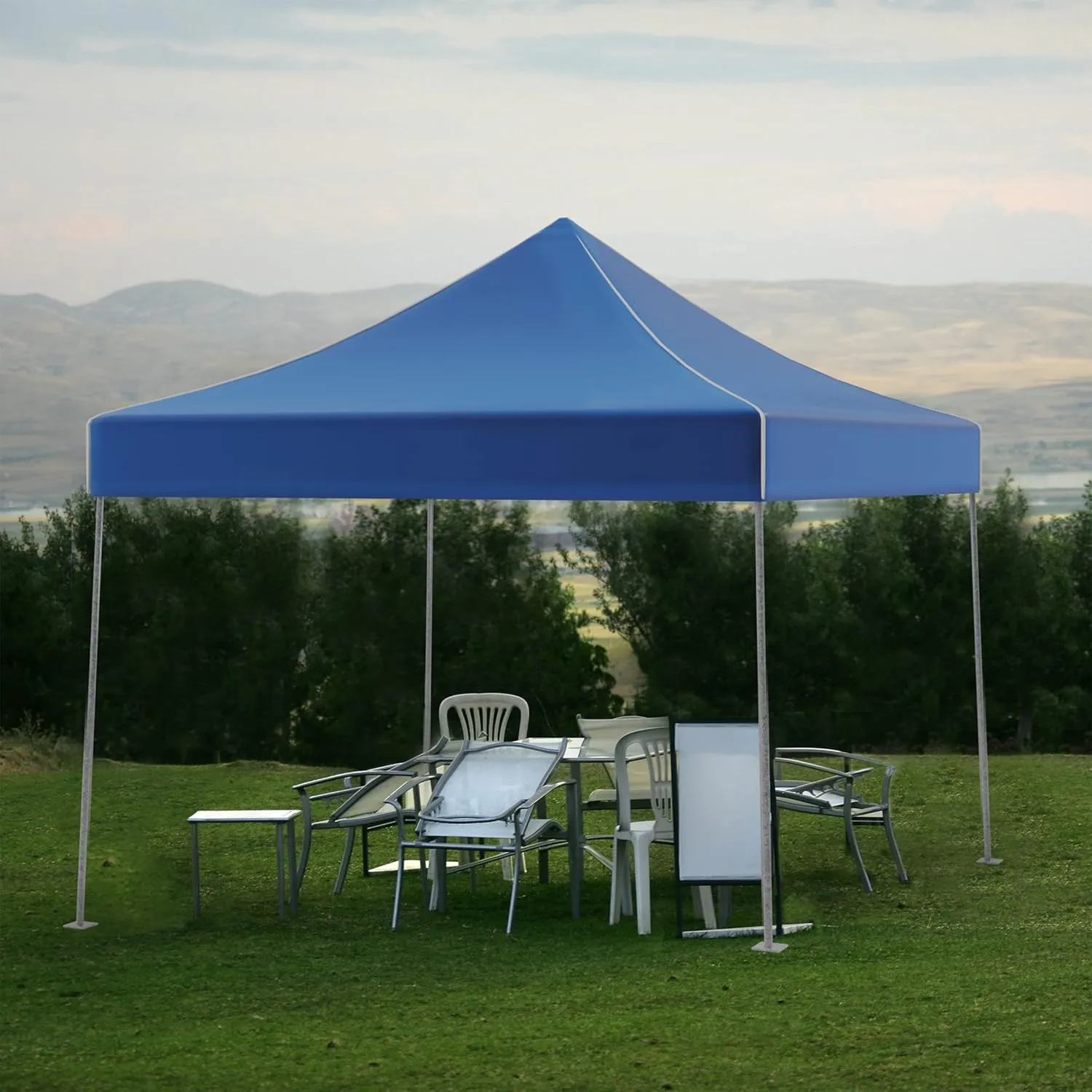 Pop-Up Canopy Set - Set of 2 Water-Resistant Outdoor Party Tents with Instant Set-Up and Portable Carry Bag - 10x10 Sun Shelter by Stalwart (Blue)