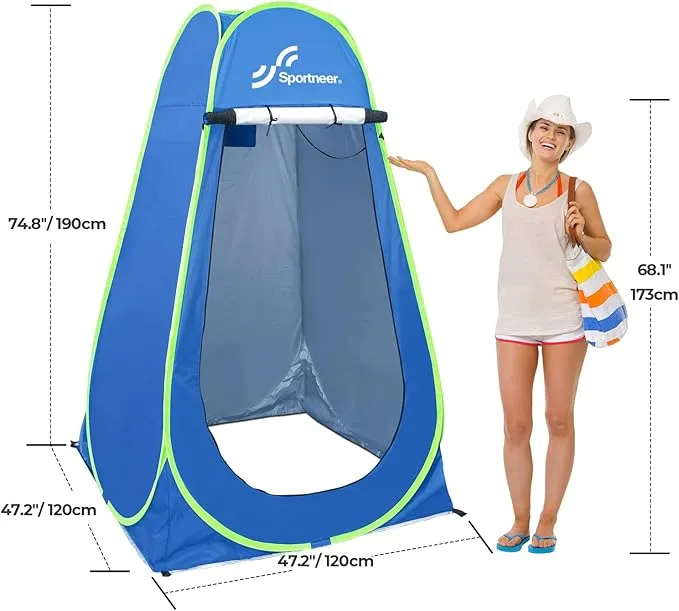 Pop Up Privacy Shower Tent, Sportneer 75inches x 47inches x 47inches Spacious Pop Up Changing Tent Camping Shower Tent Portable Dressing Room Bathroom Toilet Rain Shelter for Camping