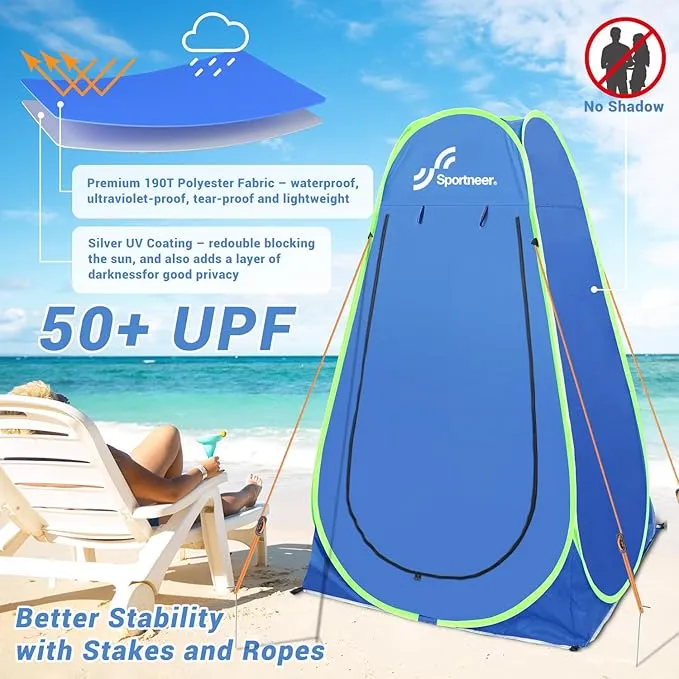Pop Up Privacy Shower Tent, Sportneer 75inches x 47inches x 47inches Spacious Pop Up Changing Tent Camping Shower Tent Portable Dressing Room Bathroom Toilet Rain Shelter for Camping