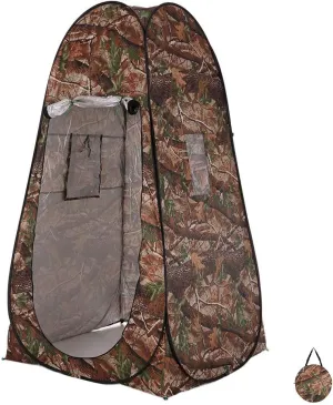 Pop Up Privacy Tent,195cm/6.39ft Automatic Instant Shower Toilet Tent,Portable Outdoor Camping Beach Dressing Pop-up Changing Tents, with Cord,Tent Peg,Carry Bag, Camouflage