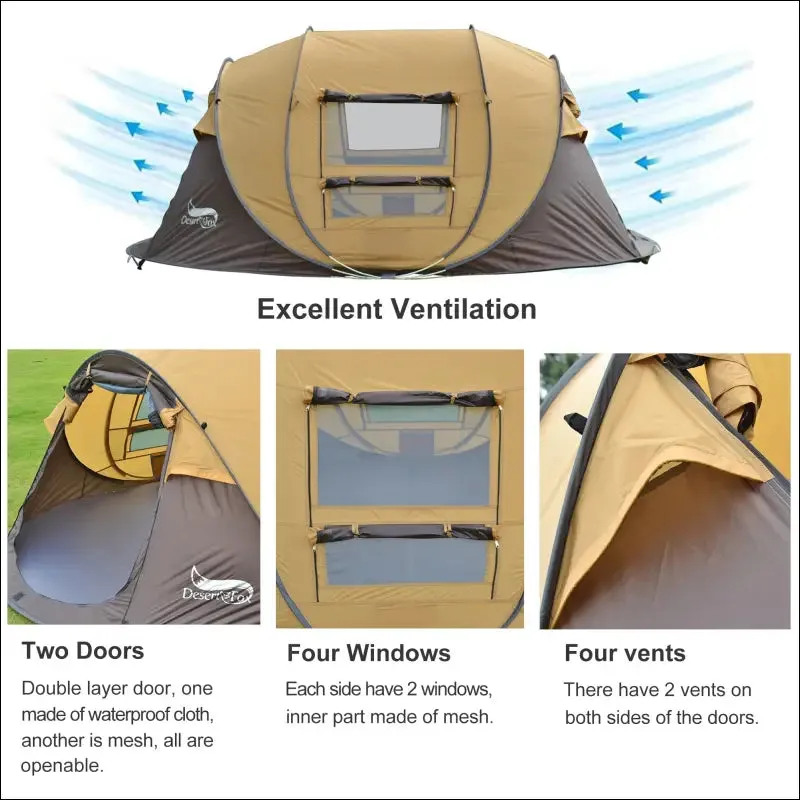 Pop-up tent, 3-4 person outdoor instant setup tent 4 season waterproof tent for hiking, camping,