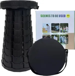 Porable Stool Chair, Travel Stool Collapsible, Foldable Chair with adjusatble Height, Seat Stools for Outdoor Lines Camping Hiking, 400lbs Max Weight, Sturdy Folding Stool, (Stool | Cushion Added)