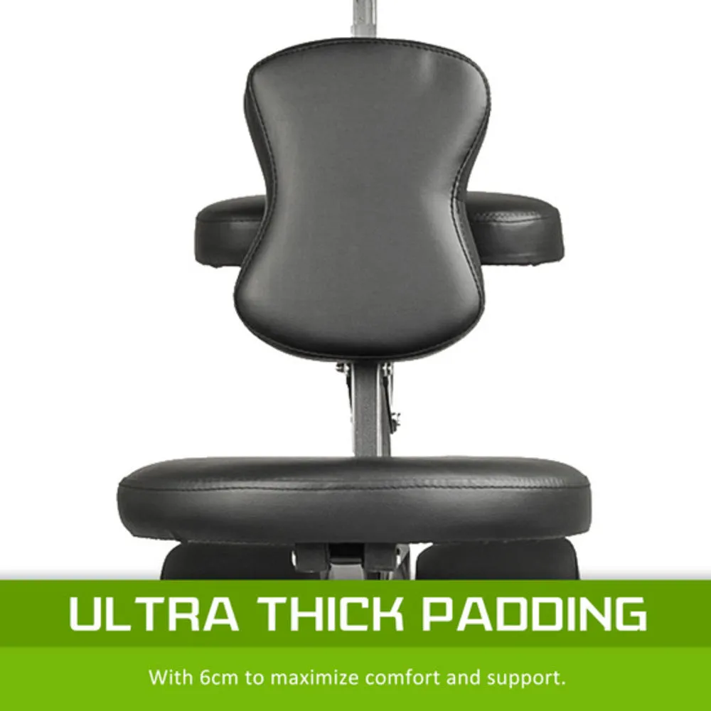 Portable Beauty Massage Chair Table Therapy Waxing Foldable - Black Aluminium
