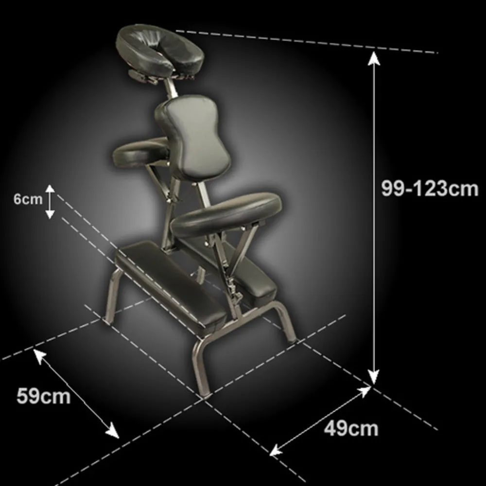 Portable Beauty Massage Chair Table Therapy Waxing Foldable - Black Aluminium