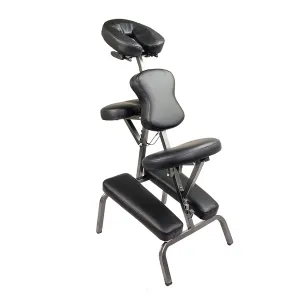 Portable Beauty Massage Chair Table Therapy Waxing Foldable - Black Aluminium