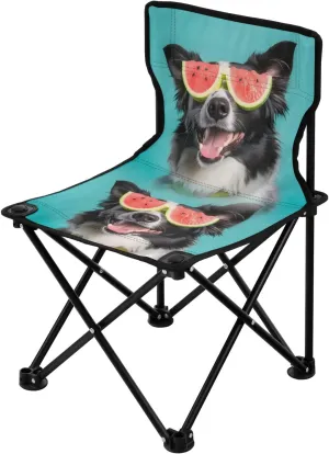 Portable Camping Folding Chairs Foldable Chair Small Dog Funny Glasses Lightweight Backpacking Outdoor Outside Fishing