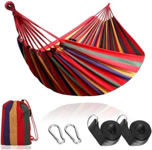Portable Camping Hammock Comfortable Garden Hammocks Double Hanging Bed for Outdoor/Indoor Travelling Beach Swing Beds