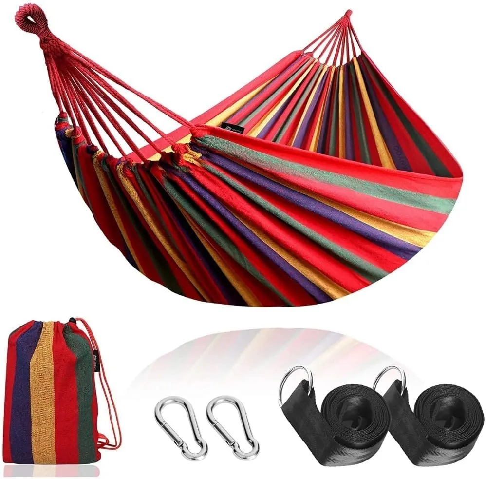 Portable Camping Hammock Comfortable Garden Hammocks Double Hanging Bed for Outdoor/Indoor Travelling Beach Swing Beds