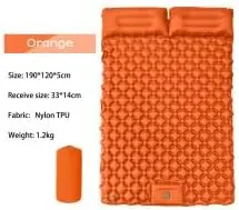 Portable Camping Sleeping Pad, Double Inflatable Air Mattress, Diamond Pattern, Ultra-Light (Orange)