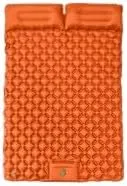 Portable Camping Sleeping Pad, Double Inflatable Air Mattress, Diamond Pattern, Ultra-Light (Orange)
