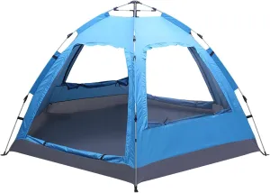 Portable Camping Tent, Automatic Instant Setup, Privacy Tents with 2 Door and 2 Mesh Windows, Foldable Lightweight Rain Shelter, Ideal for Hiking, Travel & Outdoor Activities (Blue)