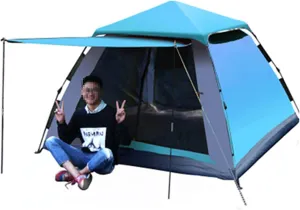 Portable Campitents Shelter Portable with Carry Bag Waterproof Hold 2-4 Persons Instant Setup Pop up Tent with Top Rainfly Doors Mesh Protection for Campihikimountaineering (Blue 2