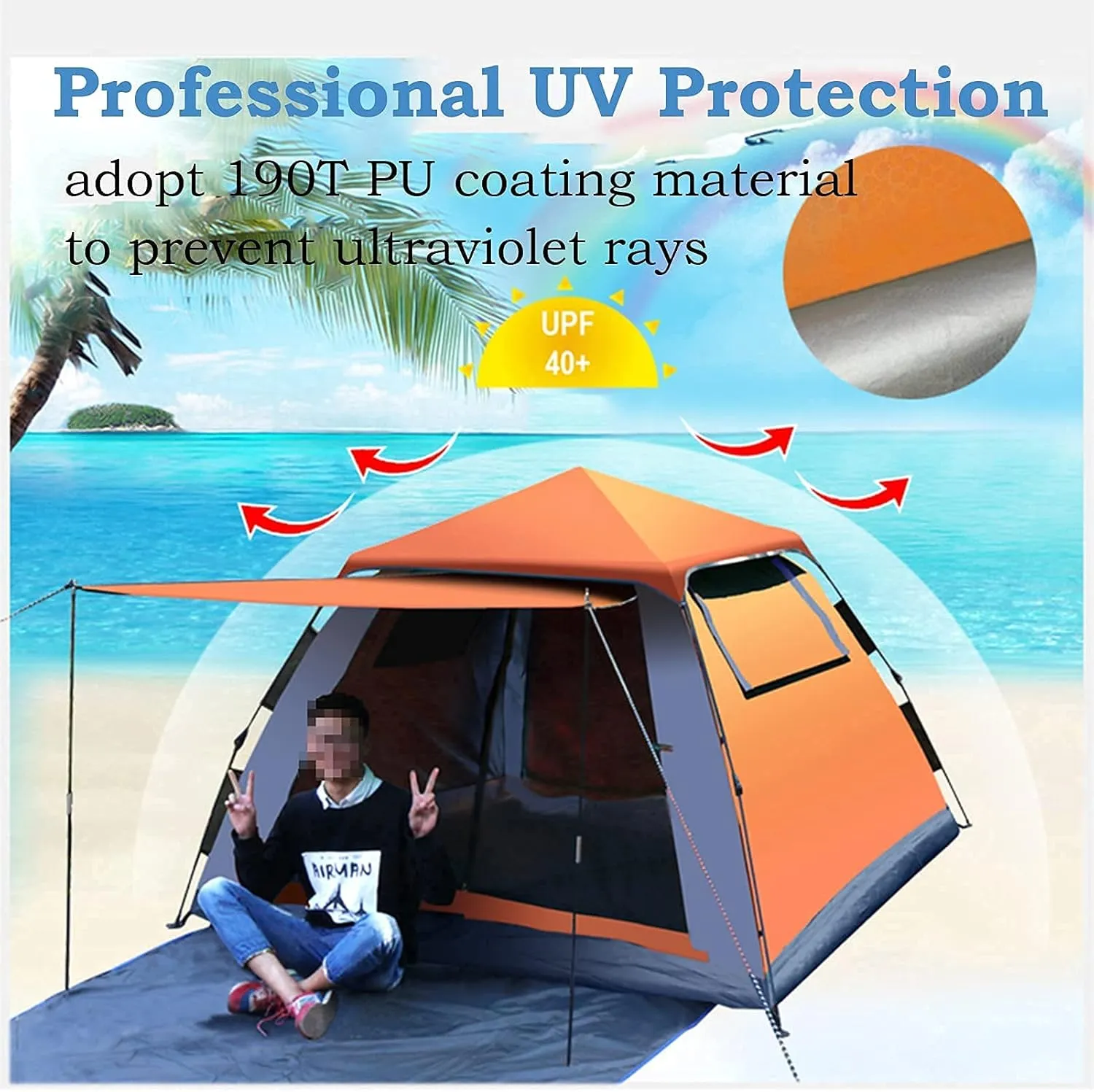 Portable Campitents Shelter Portable with Carry Bag Waterproof Hold 2-4 Persons Instant Setup Pop up Tent with Top Rainfly Doors Mesh Protection for Campihikimountaineering (Blue 2