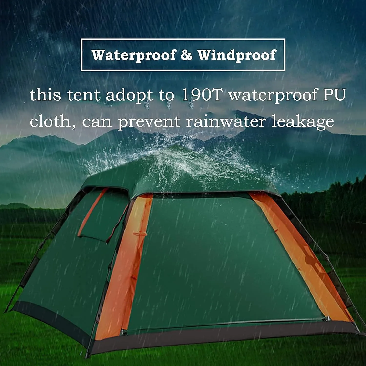 Portable Campitents Shelter Portable with Carry Bag Waterproof Hold 2-4 Persons Instant Setup Pop up Tent with Top Rainfly Doors Mesh Protection for Campihikimountaineering (Blue 2