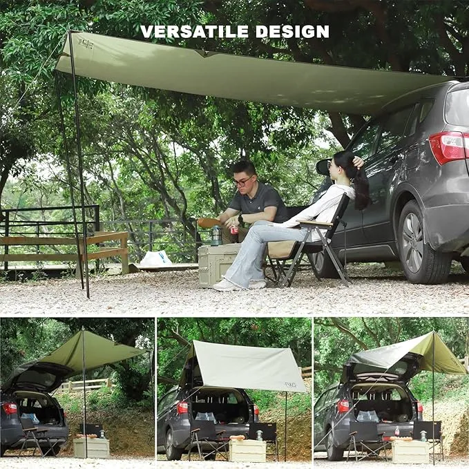 Portable Car Awning for SUV, 10 x 5.6 FT Van Truck Awning for Camping, Needn't Roof Rack Hardwares Waterproof UV50 
