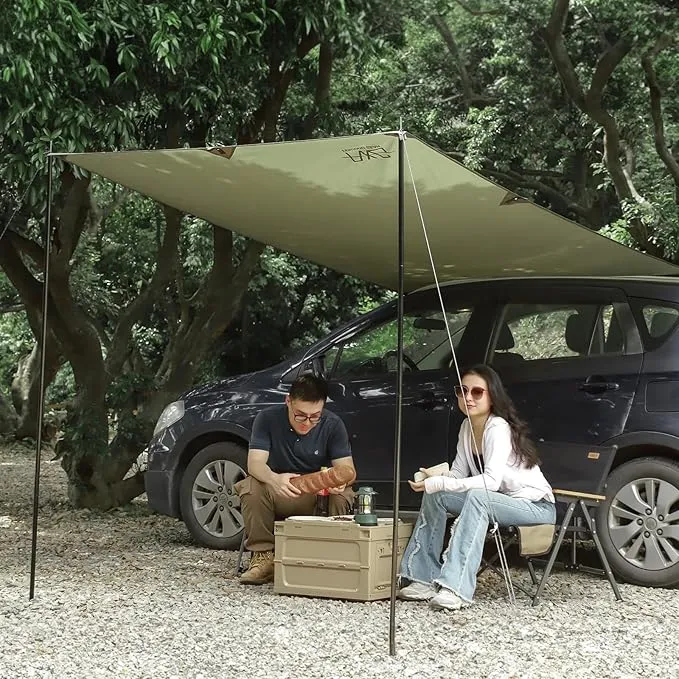 Portable Car Awning for SUV, 10 x 5.6 FT Van Truck Awning for Camping, Needn't Roof Rack Hardwares Waterproof UV50 