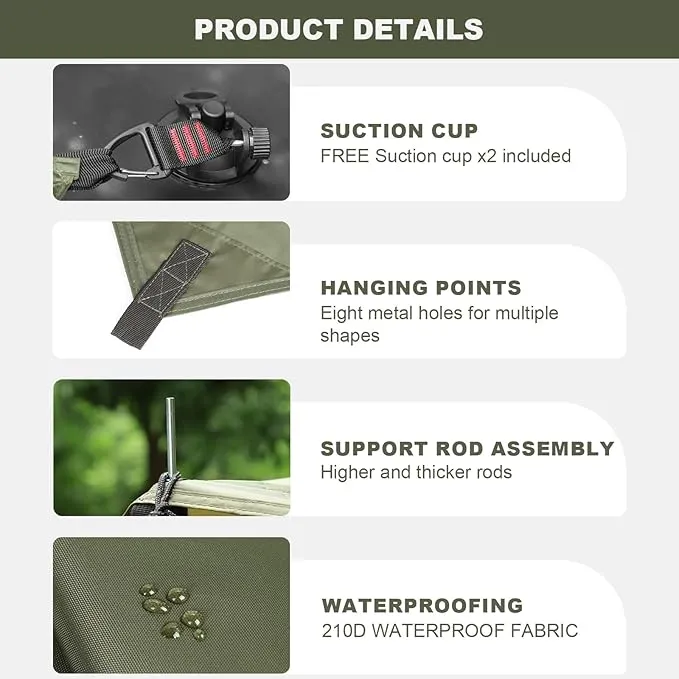 Portable Car Awning for SUV, 10 x 5.6 FT Van Truck Awning for Camping, Needn't Roof Rack Hardwares Waterproof UV50 