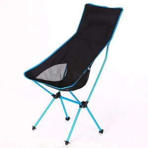 Portable Chairs Garden Folding Seater Ultralight Portable Camping Chair Outdoor High Back Recliner for Beach Hiking Fishing (Color : Blue-b)