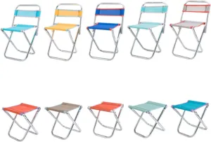 Portable Collapsible Camping Stool Outdoor Folding Chair with Mesh Back Lightweight Design for Fishing Hiking Travel Random
