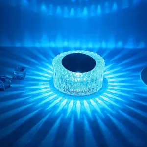Portable Crystal LED Table Lamp, 3-Levels Brightness Desk Lamp, 3 Color Touch Control Rechargeable Lamp, Night Light, Bedside Lamp,Dining Room Lamp (RGB)