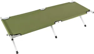 Portable Folding Camping Cot for Adults, Lightweight Aluminum Frame Outdoor Sleeping Bed with Carry Bag, Compact & Sturdy Camp Cot for Hiking, Backpacking, Tent & Emergency Use, Army Green