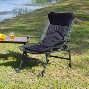 Portable Folding Camping Lounge Chair – Adjustable Reclining Backrest for Indoor, Outdoor, Beach, Hiking & Fishing – Lightweight & Durable – Green   Black (1-Pack) (1 Doors)
