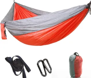 Portable Hammock Camping Double & Single with 2 Tree Straps, Lightweight Nylon Travel Hammocks for 450Lbs Capacity, for Outdoor Backpacking Backyard Hiking