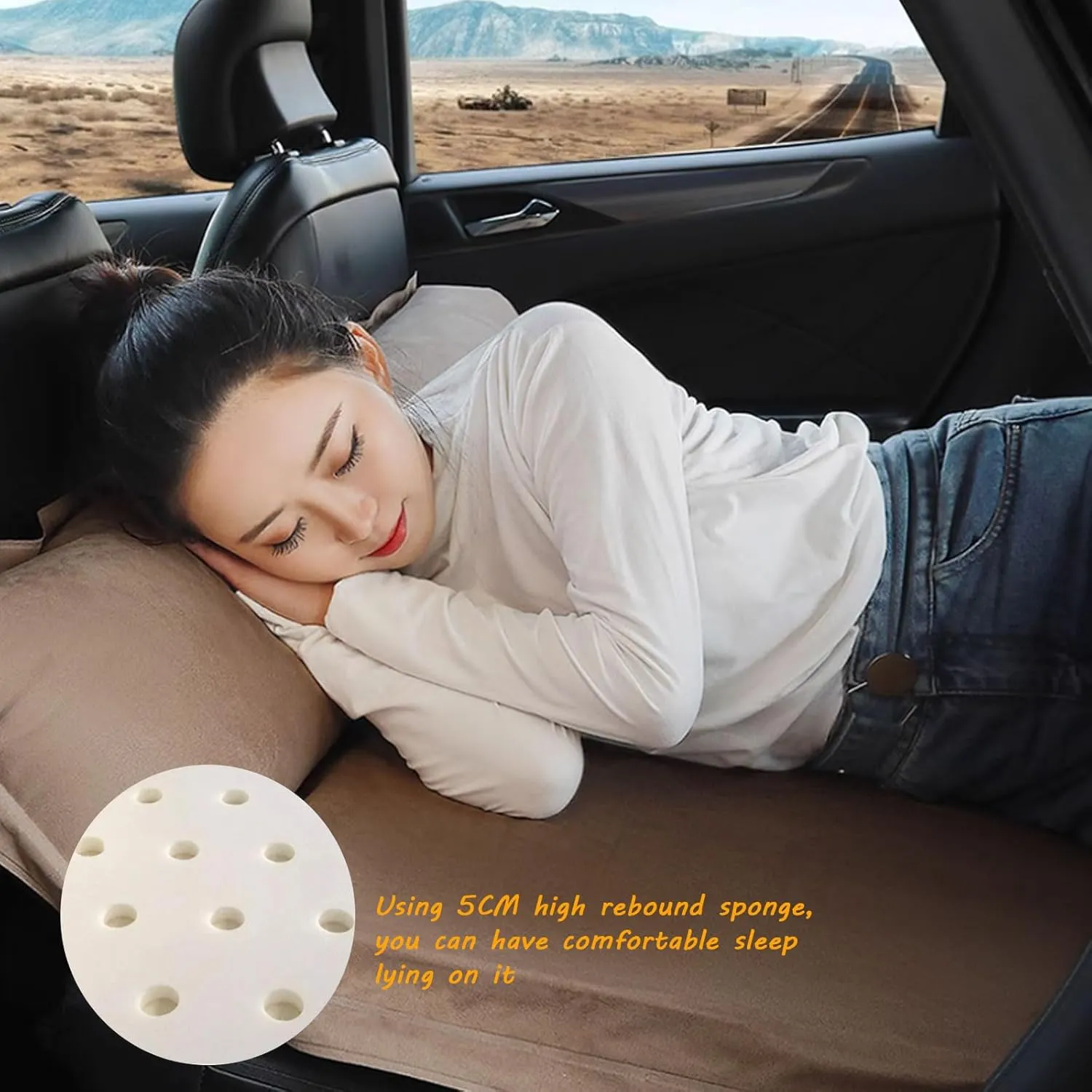 Portable Inflatable Car Mattress for Chevrolet Statesman Veritas Rezzo Equinox G2X Trailblazer,Inflatable Camping Air Mattress with 2 Pillows,Folding Air Bed Cushion,C