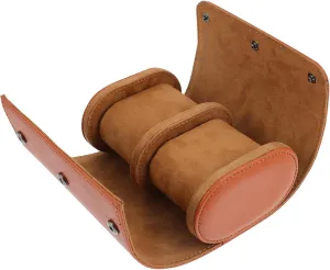 Portable Leather Watch Storage Pouch Travel Case for Watches Snap Buckles for Business Travel Elegant Pu Leather Design