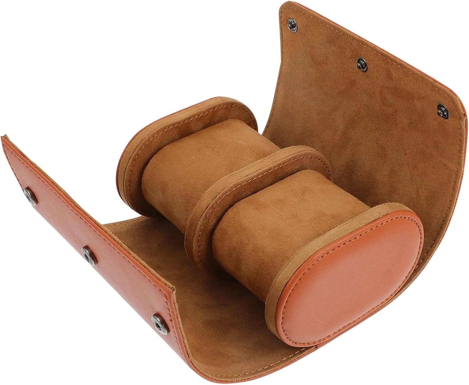 Portable Leather Watch Storage Pouch Travel Case for Watches Snap Buckles for Business Travel Elegant Pu Leather Design
