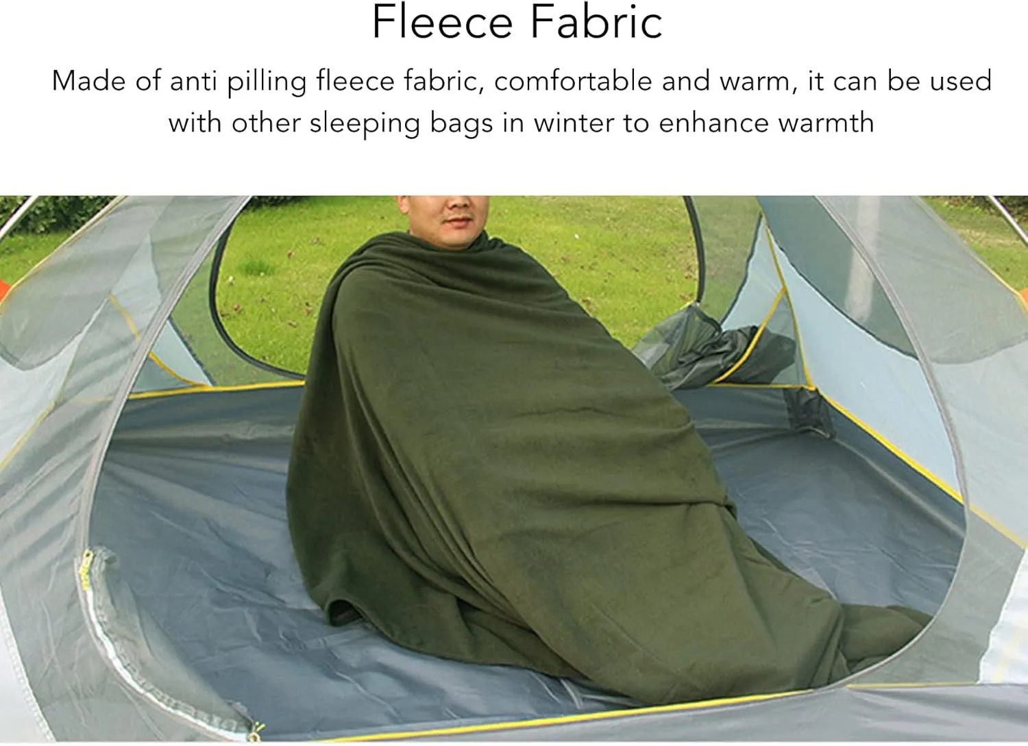 Portable Sleeping Bag, Fleece Sleeping Bag Hygroscopicity Skin Friendly Warm for Hiking