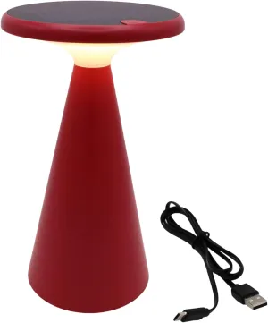Portable Solar Powered Mushroom LED Table Lamp - Indoor/Outdoor Use - Stepless Dimming - Up to 45 Hour Rechargeable Battery - 1.6W, 160 lumens, 2700K - IP44 Weather Resistant - Red