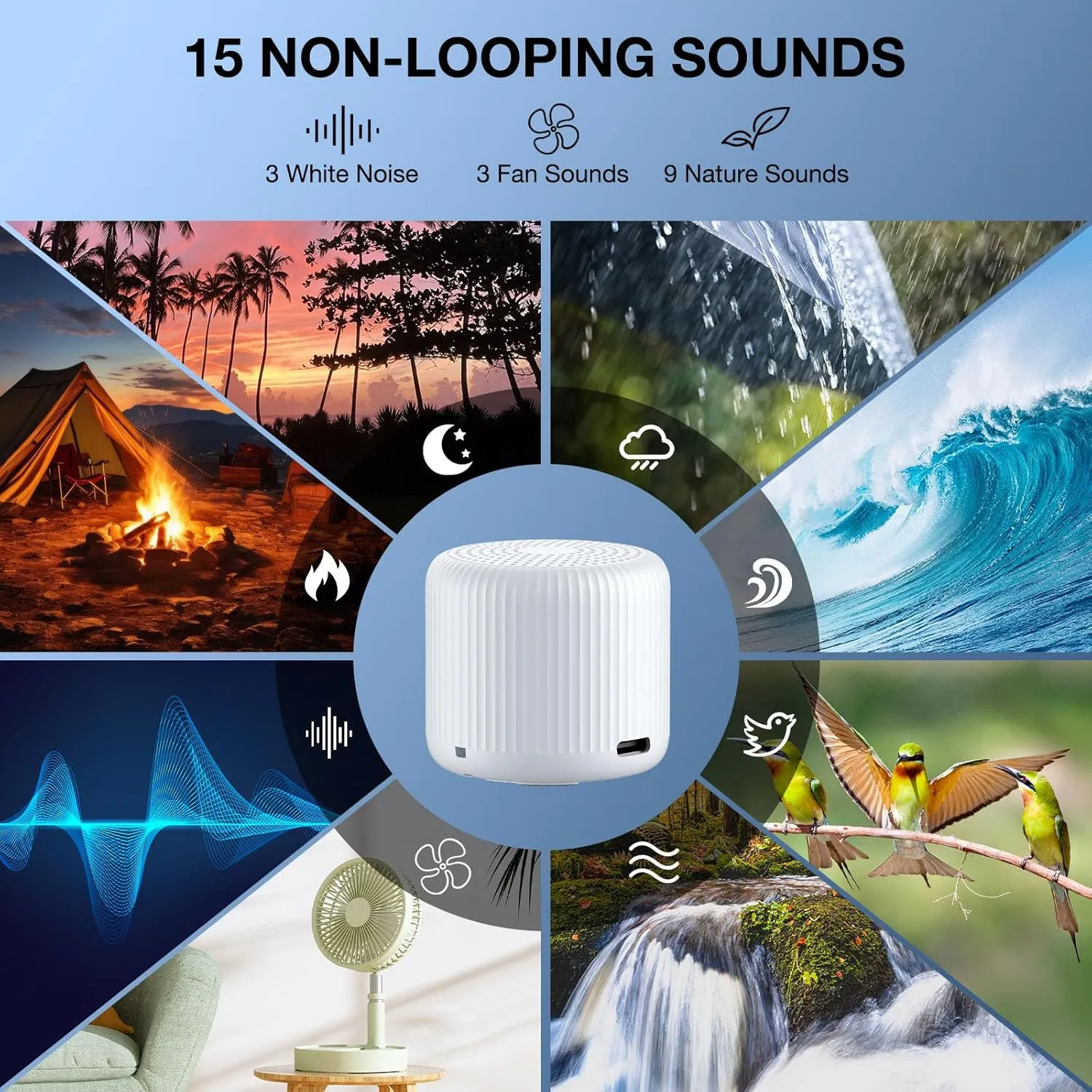 Portable Sound Machine   Travel Case, Mini White Noise Machine for Sleeping & Travel Case