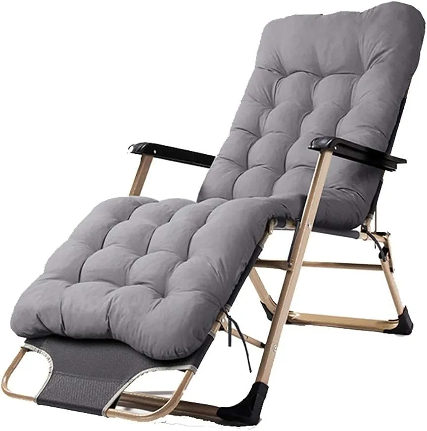 Portable Steel Deck Chair,Metal Recliner Folding Lunch Break Chair Balcony Home Leisure Lazy Office Backrest Portable Breathable Chair,Strong Carrying Capacity