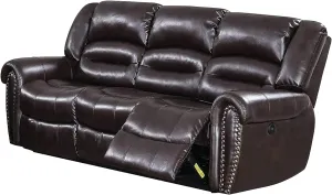 Poundex Brown Power Sofa with USB Charger