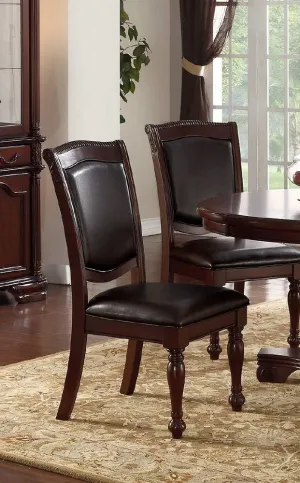 Poundex Set Of 2 Rubber Wood Traditional Dining Chair, Brown